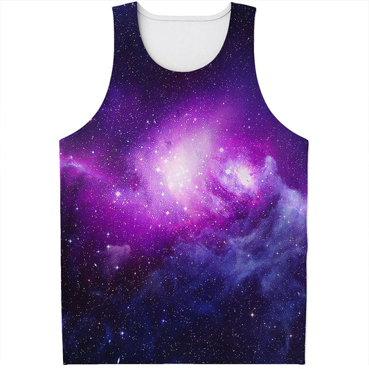 Purple Starfield Galaxy Space Print Men's Tank Top