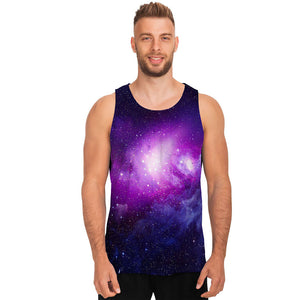 Purple Starfield Galaxy Space Print Men's Tank Top