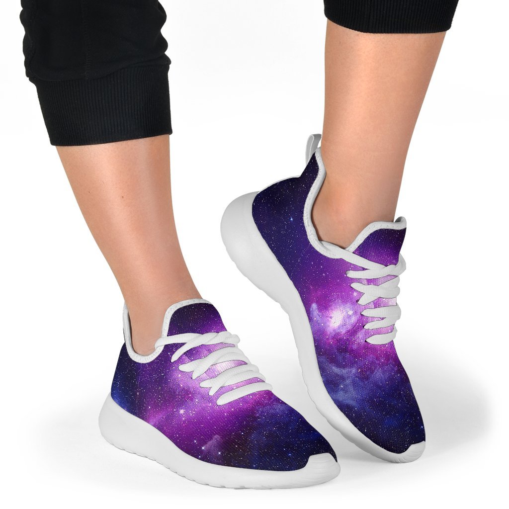 Purple Starfield Galaxy Space Print Mesh Knit Shoes GearFrost