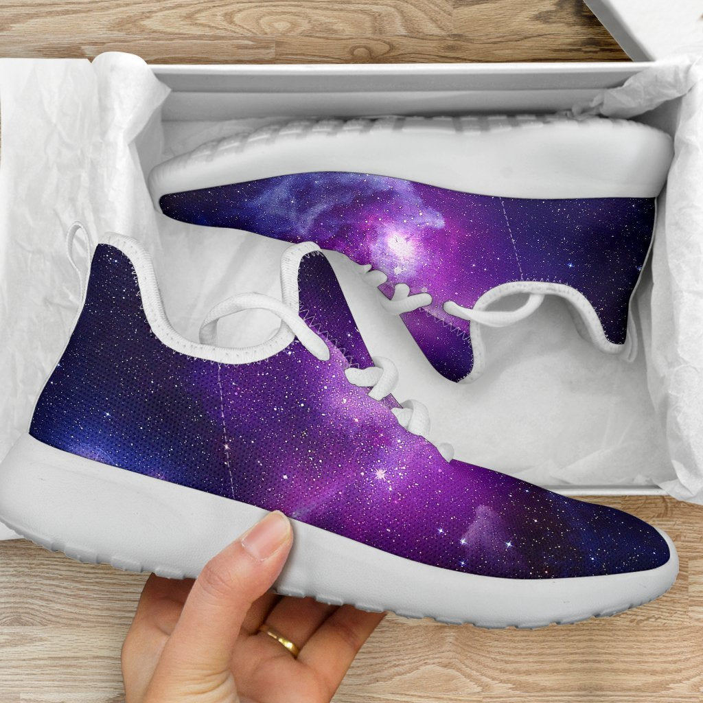 Purple Starfield Galaxy Space Print Mesh Knit Shoes GearFrost
