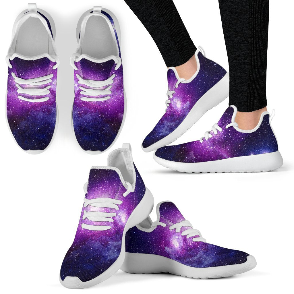 Purple Starfield Galaxy Space Print Mesh Knit Shoes GearFrost