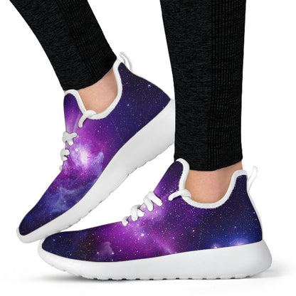 Purple Starfield Galaxy Space Print Mesh Knit Shoes GearFrost
