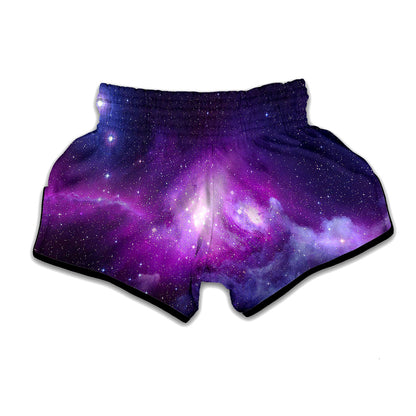 Purple Starfield Galaxy Space Print Muay Thai Boxing Shorts