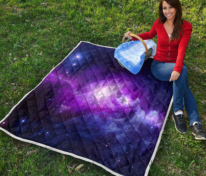 Purple Starfield Galaxy Space Print Quilt