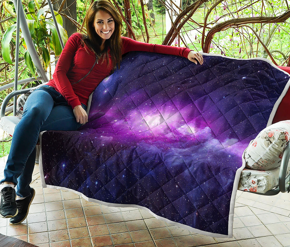 Purple Starfield Galaxy Space Print Quilt