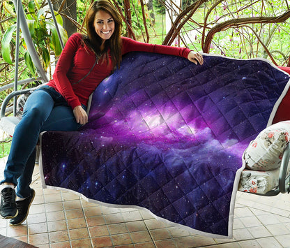 Purple Starfield Galaxy Space Print Quilt