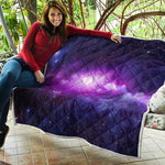 Purple Starfield Galaxy Space Print Quilt