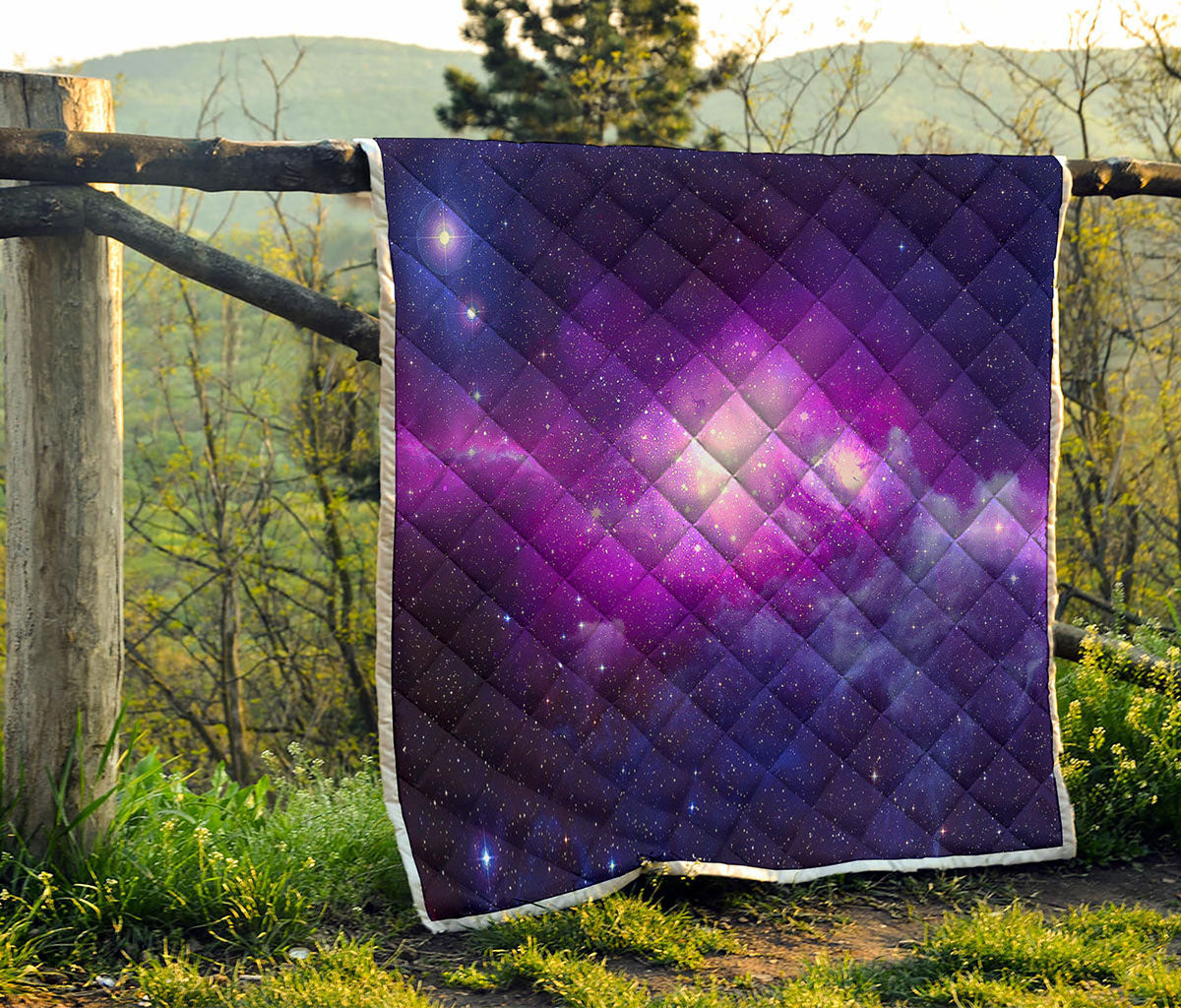 Purple Starfield Galaxy Space Print Quilt