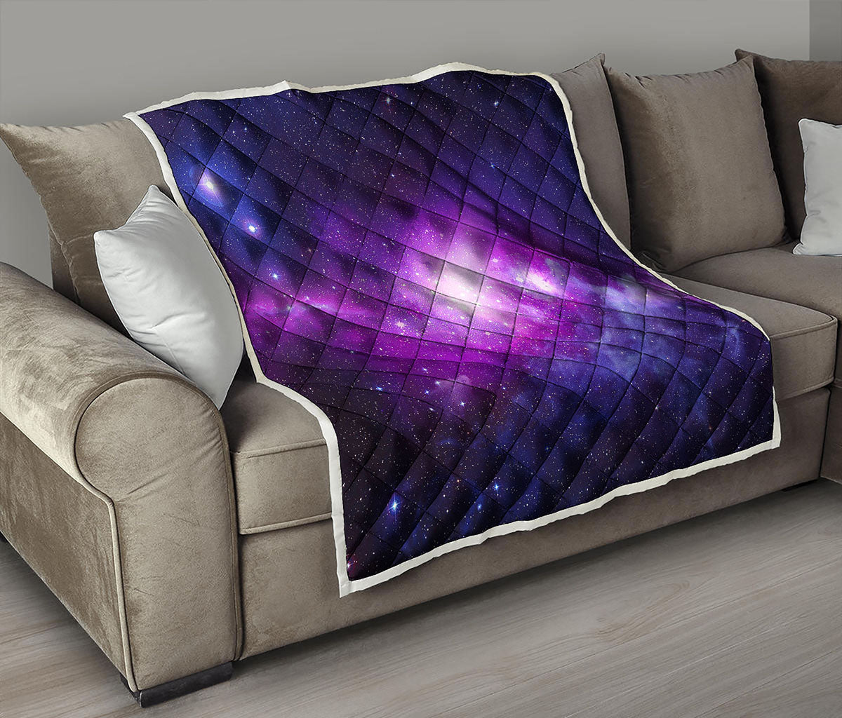 Purple Starfield Galaxy Space Print Quilt