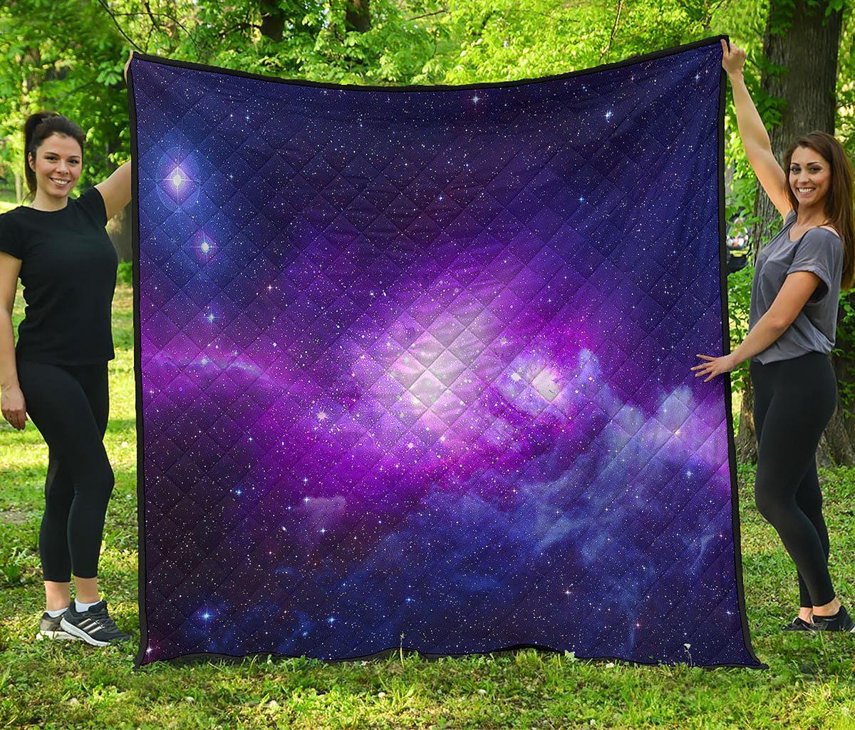 Purple Starfield Galaxy Space Print Quilt