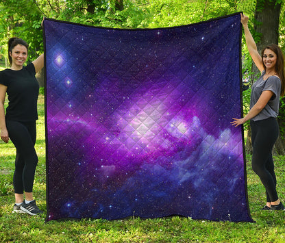 Purple Starfield Galaxy Space Print Quilt