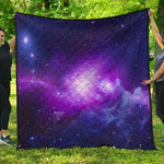 Purple Starfield Galaxy Space Print Quilt