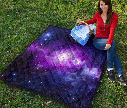 Purple Starfield Galaxy Space Print Quilt