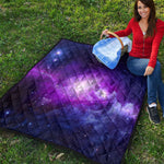 Purple Starfield Galaxy Space Print Quilt