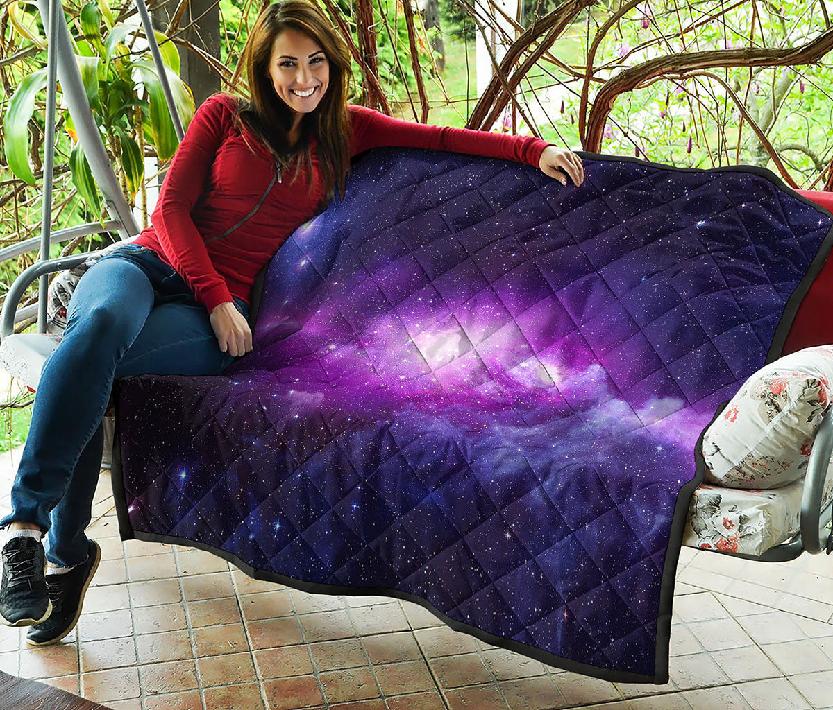 Purple Starfield Galaxy Space Print Quilt