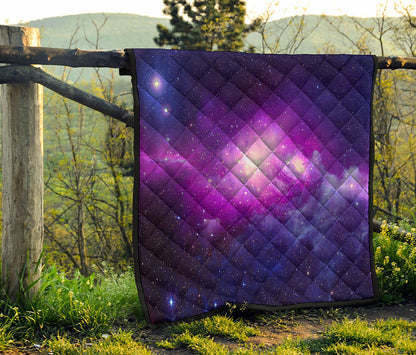 Purple Starfield Galaxy Space Print Quilt