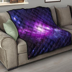 Purple Starfield Galaxy Space Print Quilt
