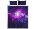 Purple Starfield Galaxy Space Print Quilt Bed Set