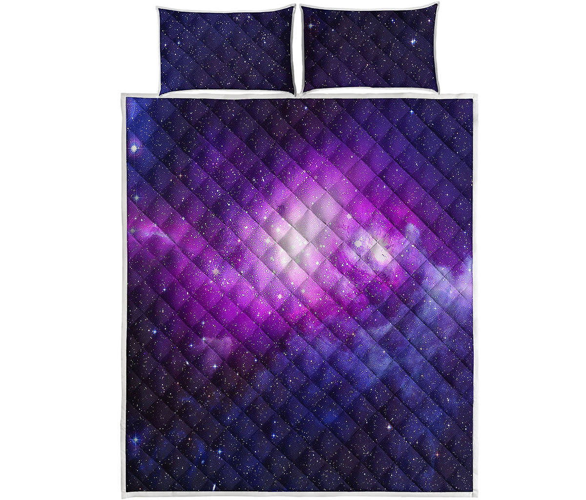 Purple Starfield Galaxy Space Print Quilt Bed Set
