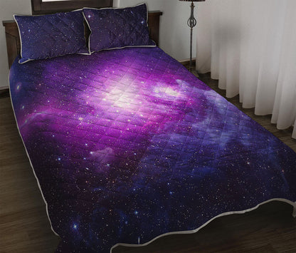 Purple Starfield Galaxy Space Print Quilt Bed Set