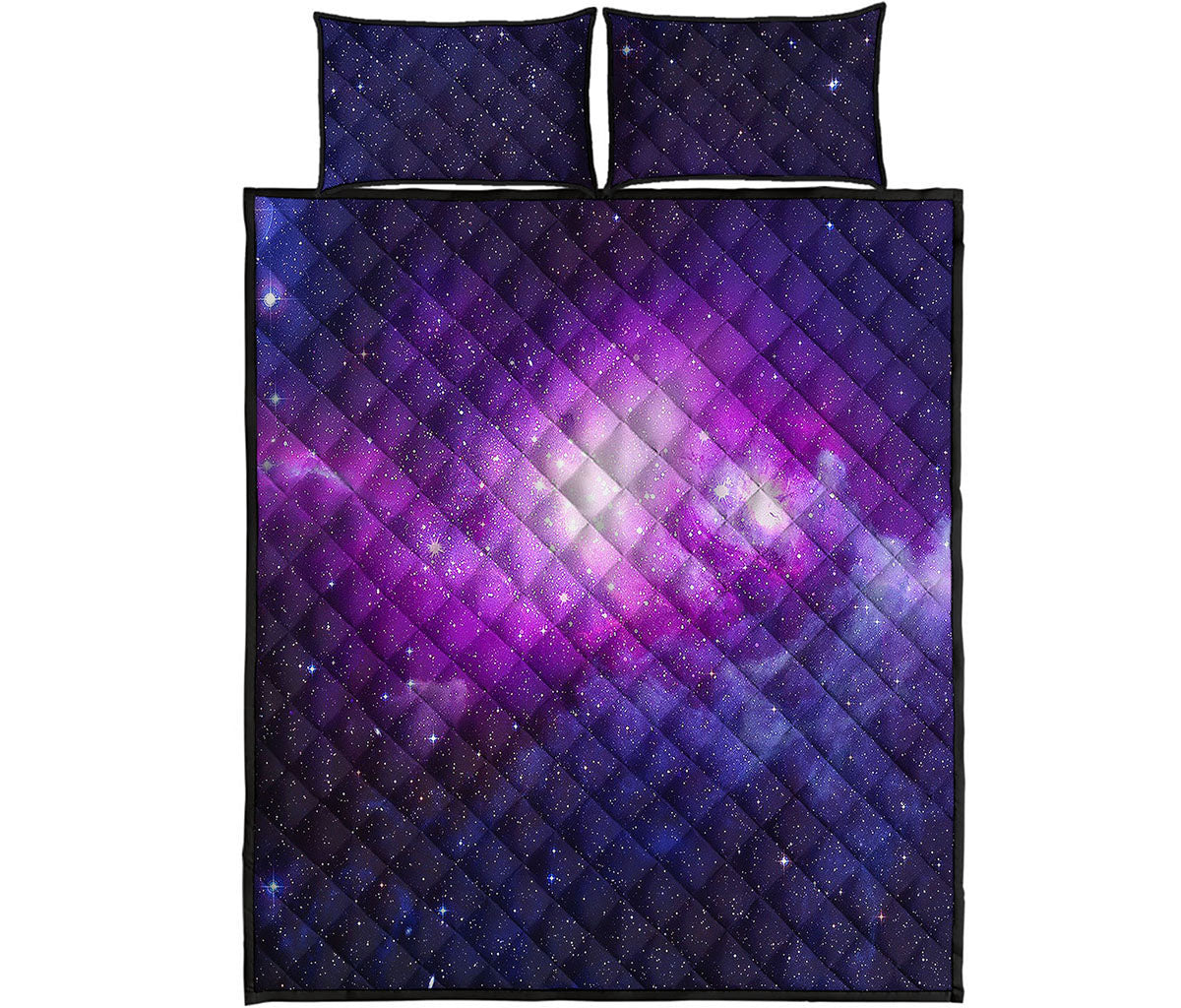 Purple Starfield Galaxy Space Print Quilt Bed Set