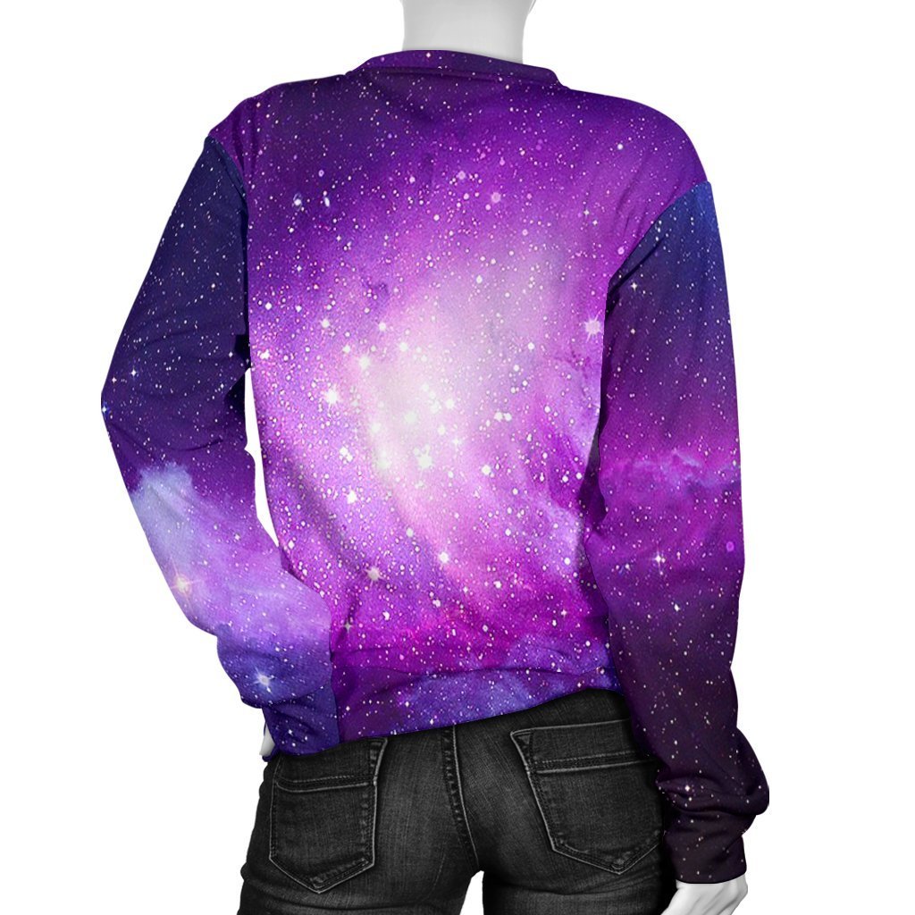 Purple Starfield Galaxy Space Print Women's Crewneck Sweatshirt GearFrost