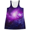 Purple Starfield Galaxy Space Print Women's Racerback Tank Top