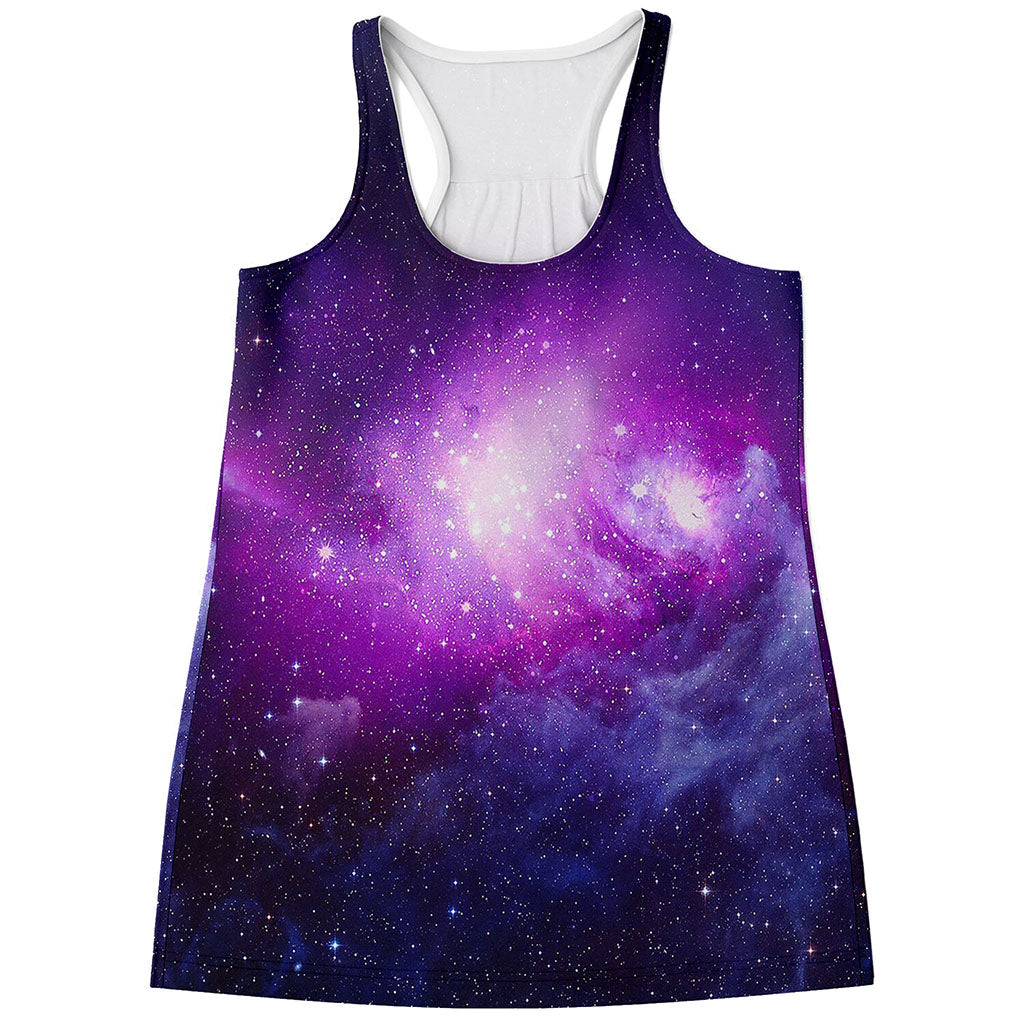 Purple Starfield Galaxy Space Print Women's Racerback Tank Top