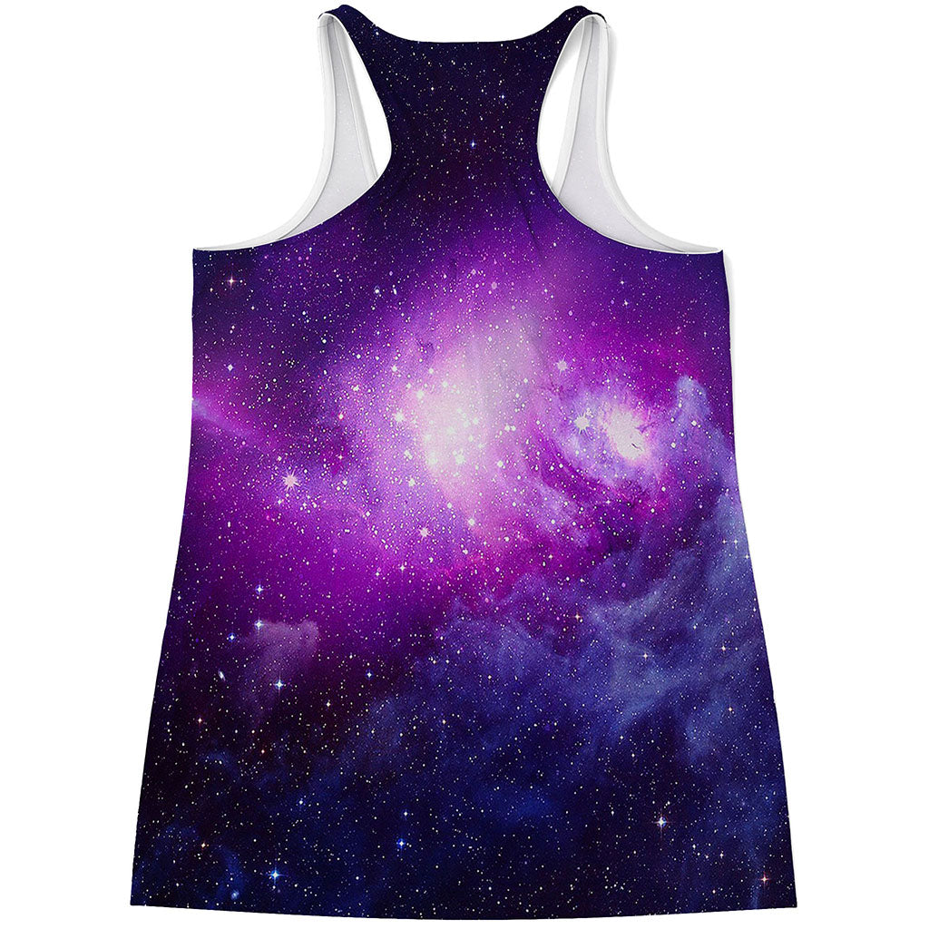 Purple Starfield Galaxy Space Print Women's Racerback Tank Top