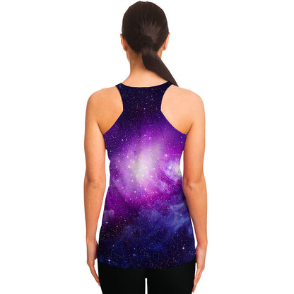 Purple Starfield Galaxy Space Print Women's Racerback Tank Top