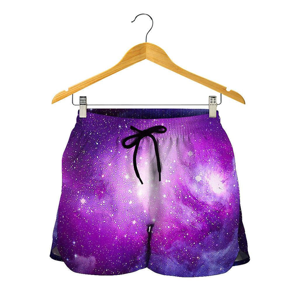 Purple Starfield Galaxy Space Print Women's Shorts