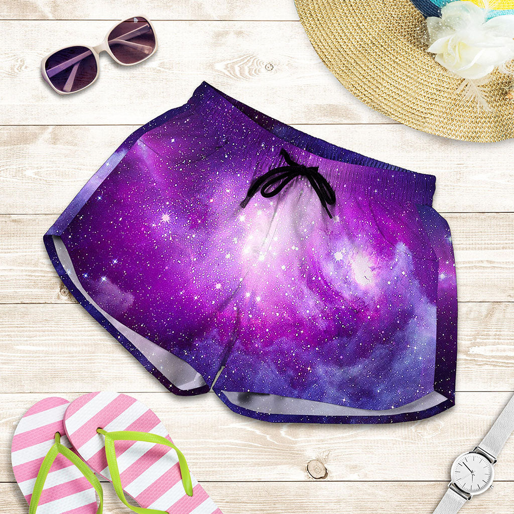 Purple Starfield Galaxy Space Print Women's Shorts