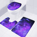 Purple Stars Nebula Galaxy Space Print 3 Piece Bath Mat Set
