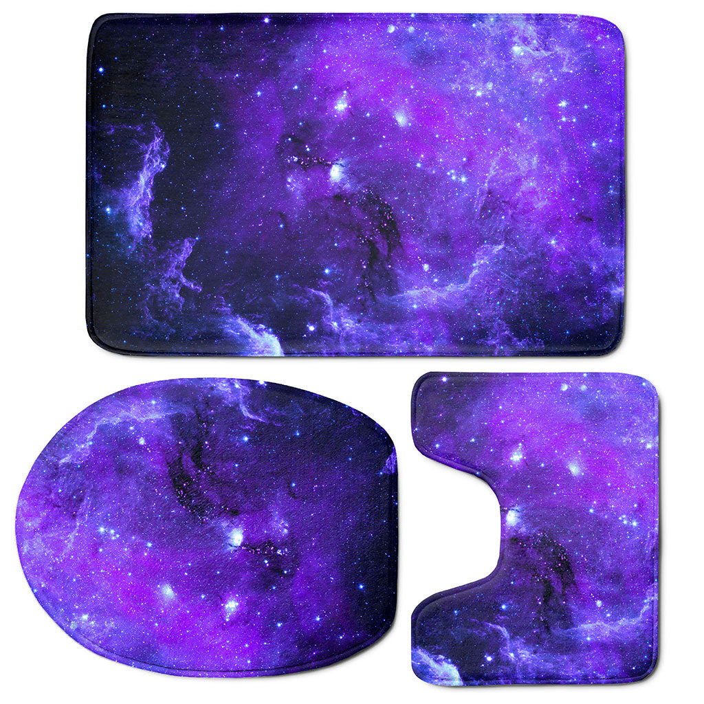 Purple Stars Nebula Galaxy Space Print 3 Piece Bath Mat Set