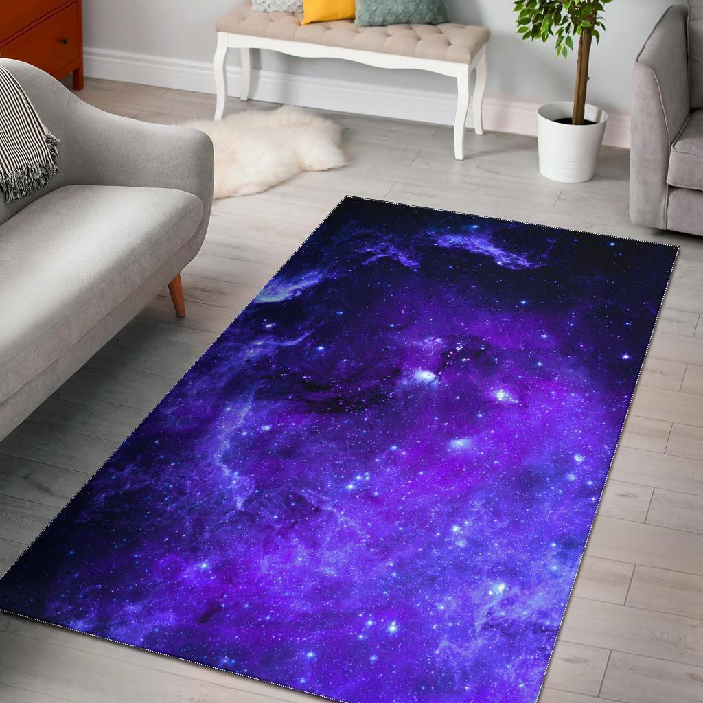 Purple Stars Nebula Galaxy Space Print Area Rug GearFrost