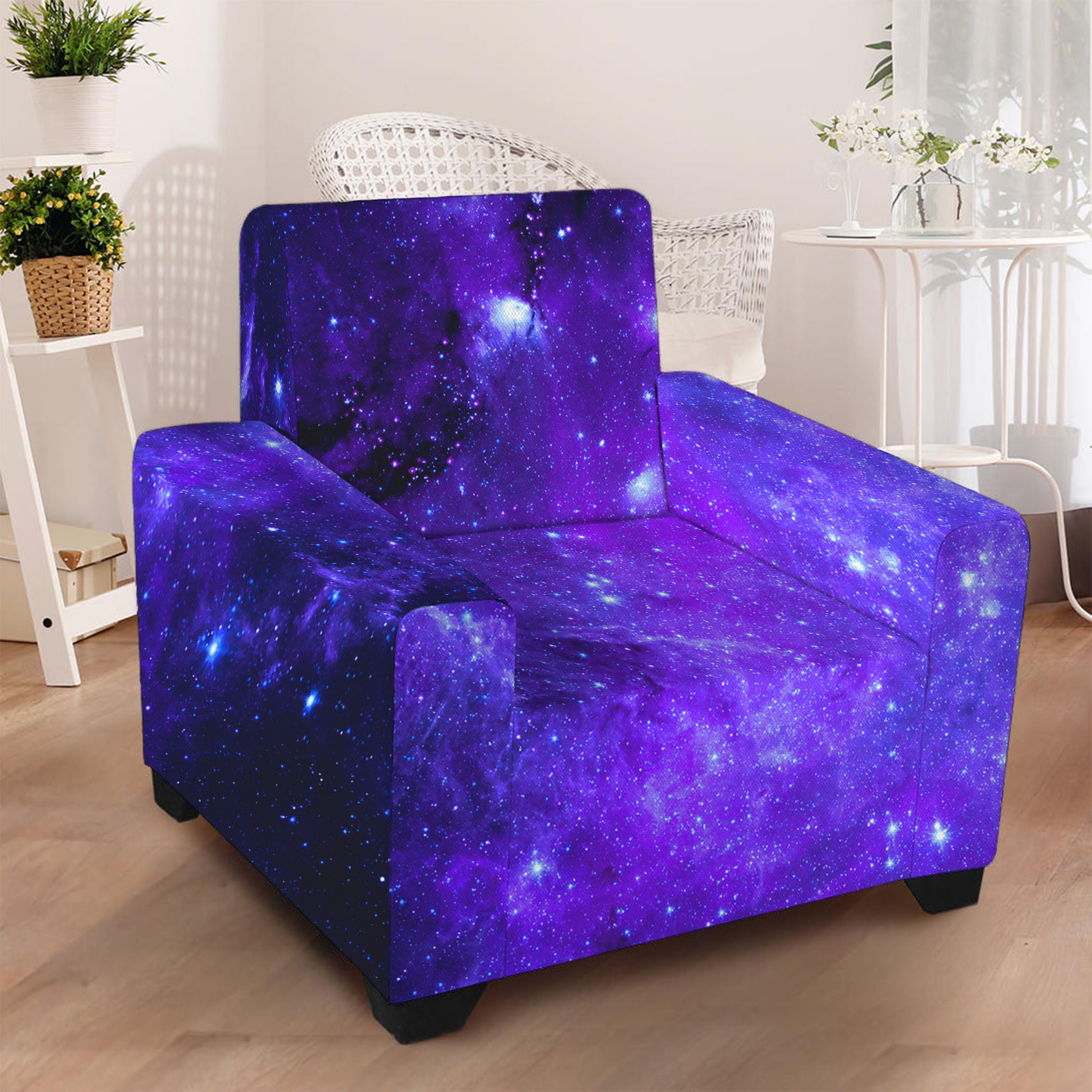 Purple Stars Nebula Galaxy Space Print Armchair Slipcover