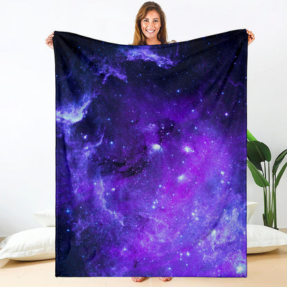 Purple Stars Nebula Galaxy Space Print Blanket
