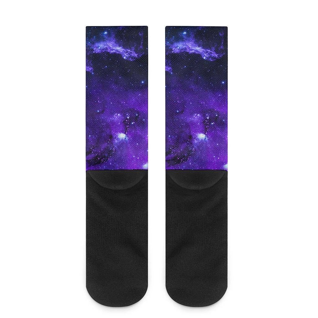 Purple Stars Nebula Galaxy Space Print Crew Socks