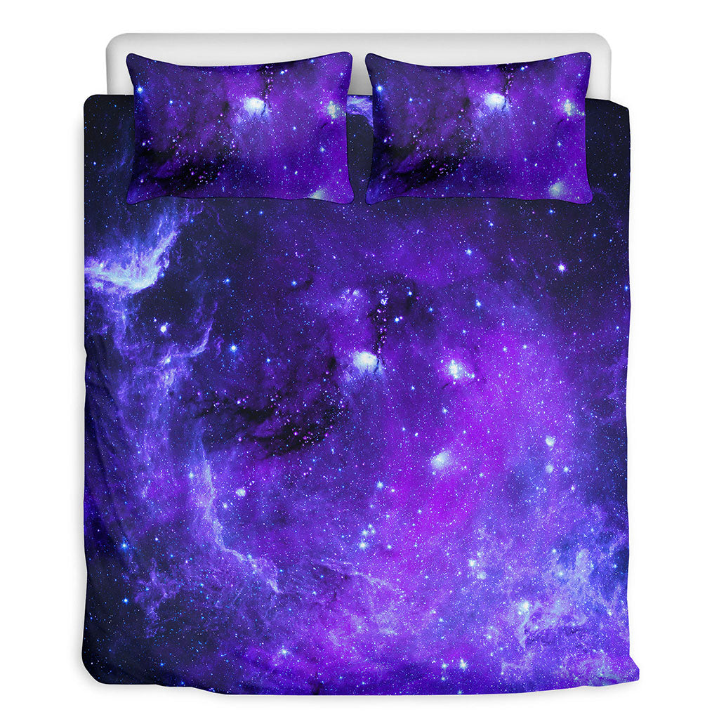 Purple Stars Nebula Galaxy Space Print Duvet Cover Bedding Set