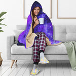 Purple Stars Nebula Galaxy Space Print Hooded Blanket
