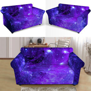 Purple Stars Nebula Galaxy Space Print Loveseat Slipcover