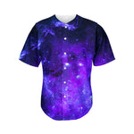 Purple Stars Nebula Galaxy Space Print Men's Baseball Jersey