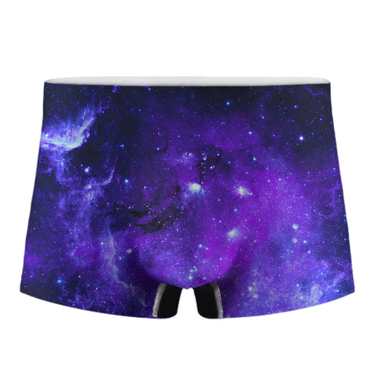 Purple Stars Nebula Galaxy Space Print Men's Boxer Briefs