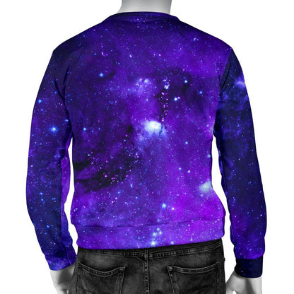 Purple Stars Nebula Galaxy Space Print Men's Crewneck Sweatshirt GearFrost