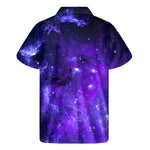 Purple Stars Nebula Galaxy Space Print Men's Short Sleeve Shirt