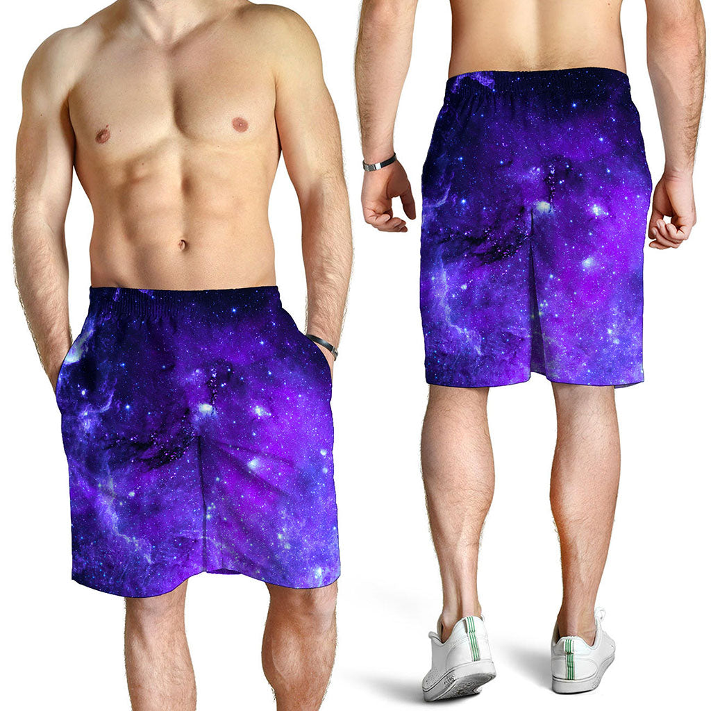 Purple Stars Nebula Galaxy Space Print Men's Shorts