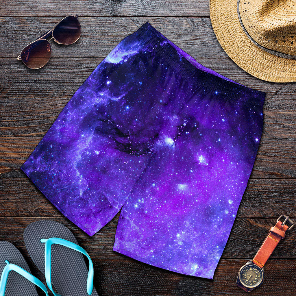 Purple Stars Nebula Galaxy Space Print Men's Shorts