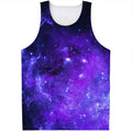 Purple Stars Nebula Galaxy Space Print Men's Tank Top