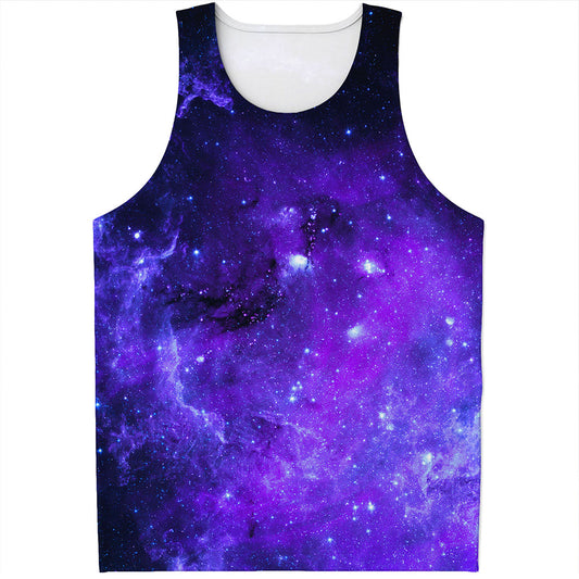 Purple Stars Nebula Galaxy Space Print Men's Tank Top
