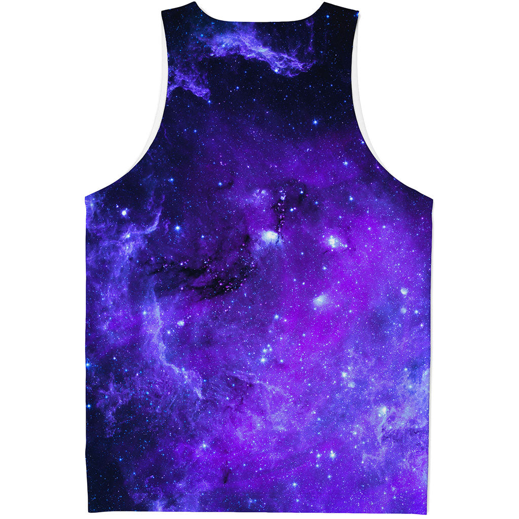 Purple Stars Nebula Galaxy Space Print Men's Tank Top